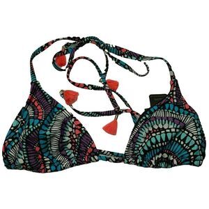 Laundry By Shelli Segal Neon Multicolor Batik Chic Triangle Bikini Top Sz XS NEW